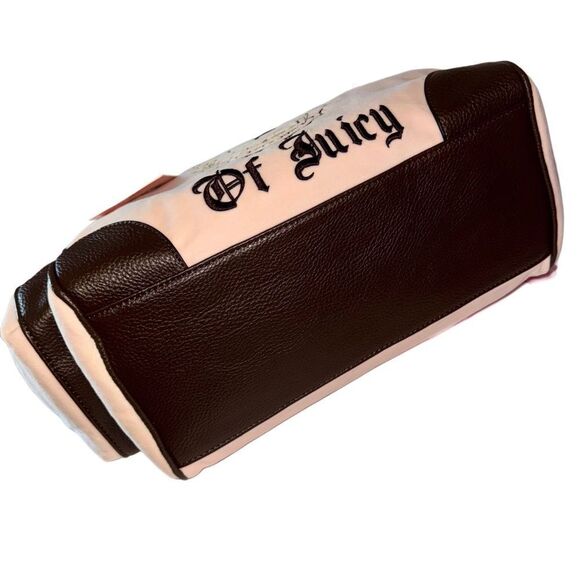 Juicy Couture Pink Velour Brown Faux Leather House of Juicy Daydreamer Tote Bag - Picture 9 of 15